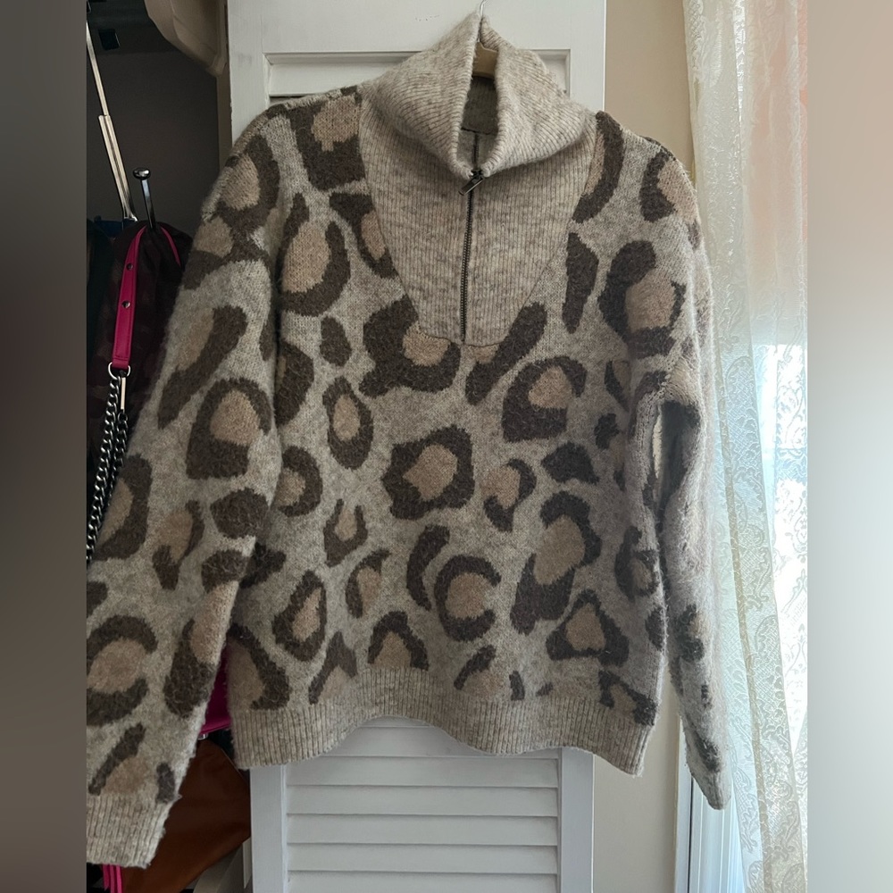 Aqua (Bloomingdale’s) Leopard Quarter Zip